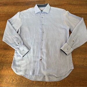 Luchiano Visconti Blue Collared Long Sleeve Woven Shirt Size Medium Men’s